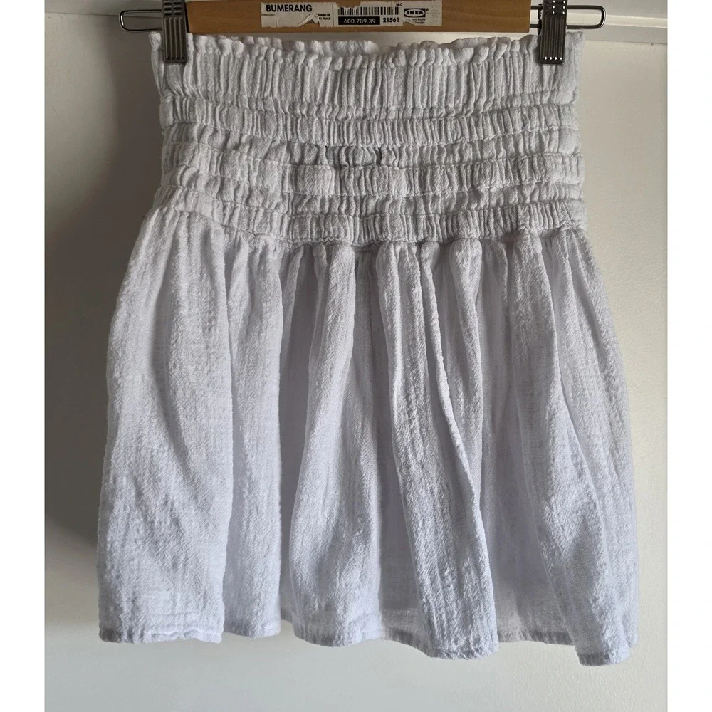 Rewash White Cotton Mini Skirt Size S Casual Boho Solid Wrap Peasant